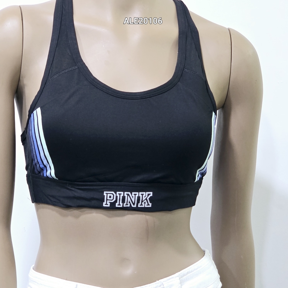 PINK Victoria's Secret Ultimate Black Sports Bra with Blue Accents Size Medium - Picture 7 of 12